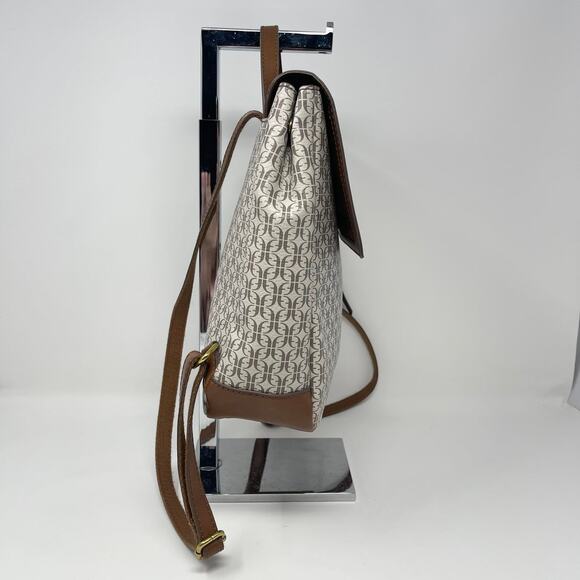 Fossil Claire Cream Signature Flap Backpack Tan Trim Faux Leather - Picture 6 of 11
